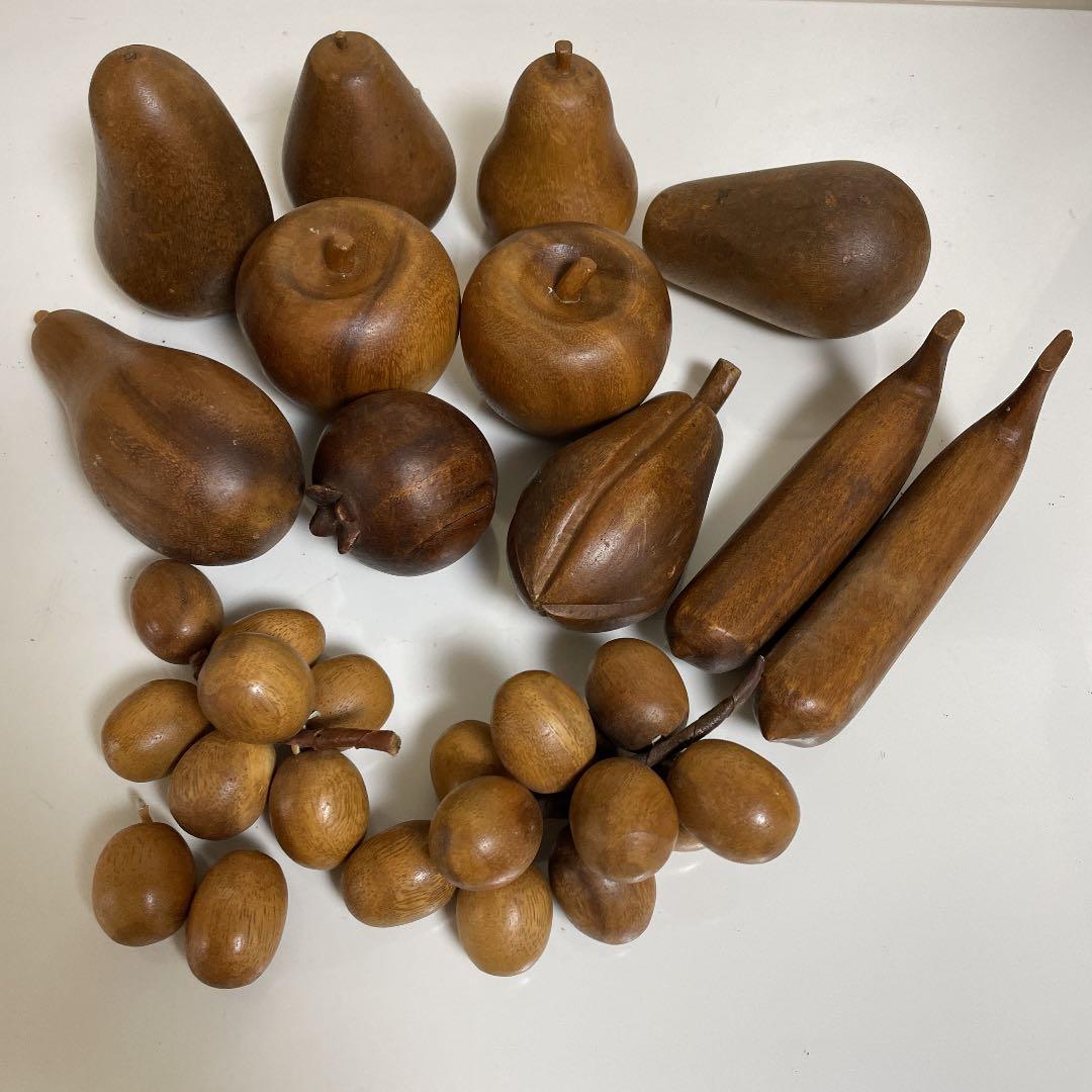 USA アンティーク　木製果物　13点　& 木製お皿