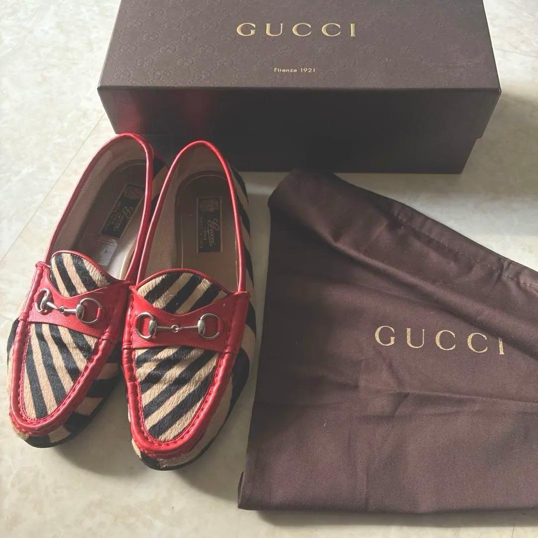 最終価格// GUCCI ハラコ ホースビットローファー 38 ゼブラ柄　正規品