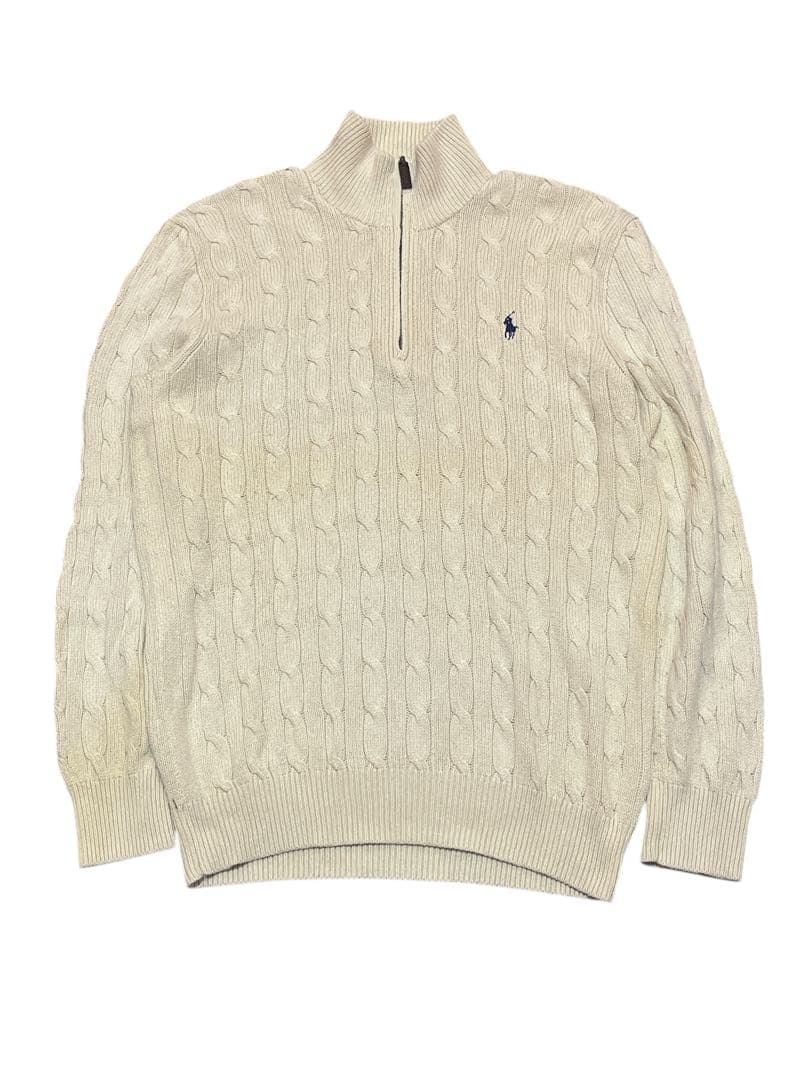 POLO RALPH LAUREN ハーフジップ ケーブルニット シルク100%