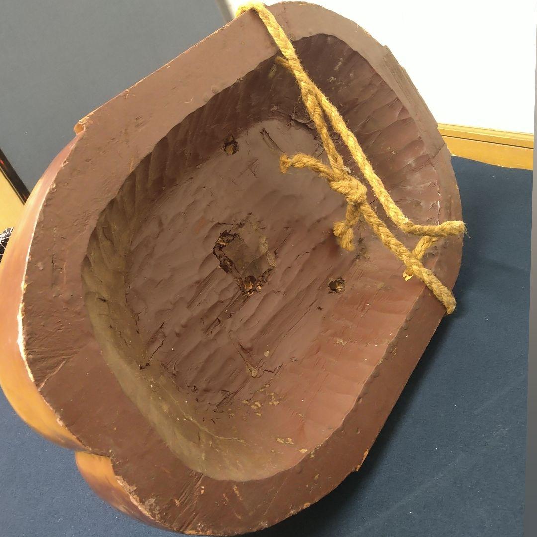 トンビAJ42 天狗面 木彫一刀彫 時代物 壁掛け 漆塗 縁起物 天狗 全