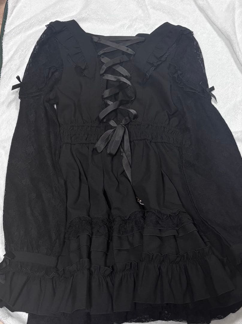 LIZLISA ティアラリボンティアードワンピース ブラック