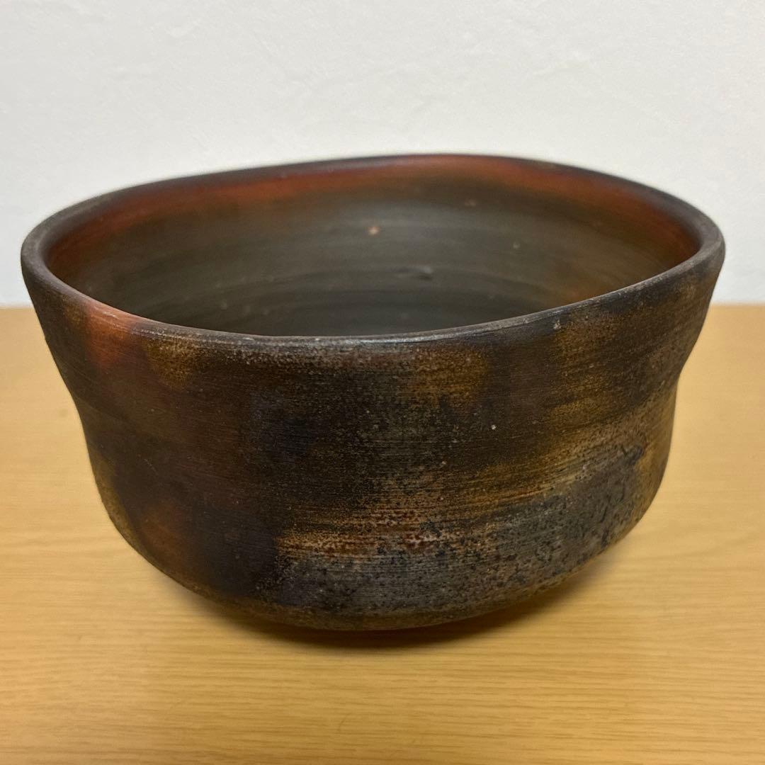 【名工・小西陶古】備前焼 抹茶茶碗 茶盌 共箱・真田紐付