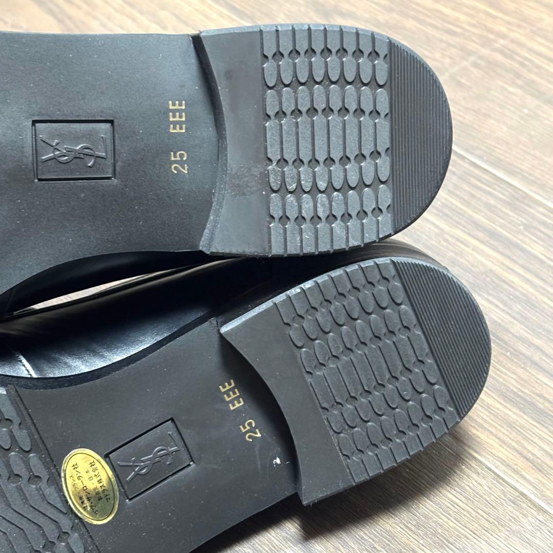 【未使用品】イヴ・サンローラン ブラックレザーローファー 25㎝