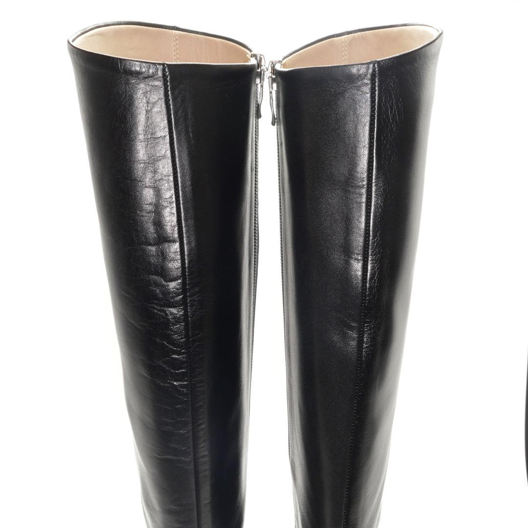 23　DIANA　ダイアナ　ロングブーツ　カーフ　黒　サイドジップ