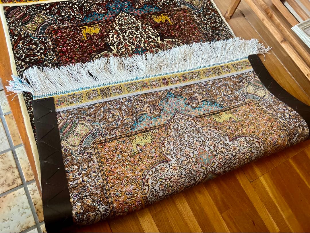 イラン、シルク銀柑シルクラグ/サイズ：60x90cm…..mp2。