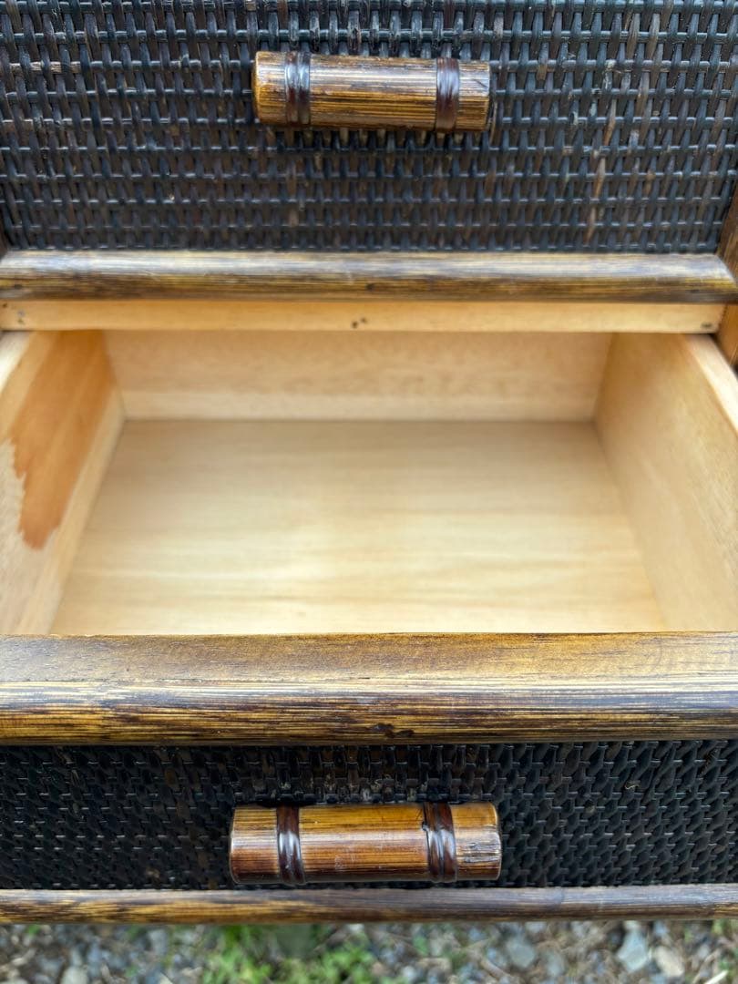 kazama カザマ　籐製　ラタンチェスト4段　チェスト　ビンテージ　昭和レトロ