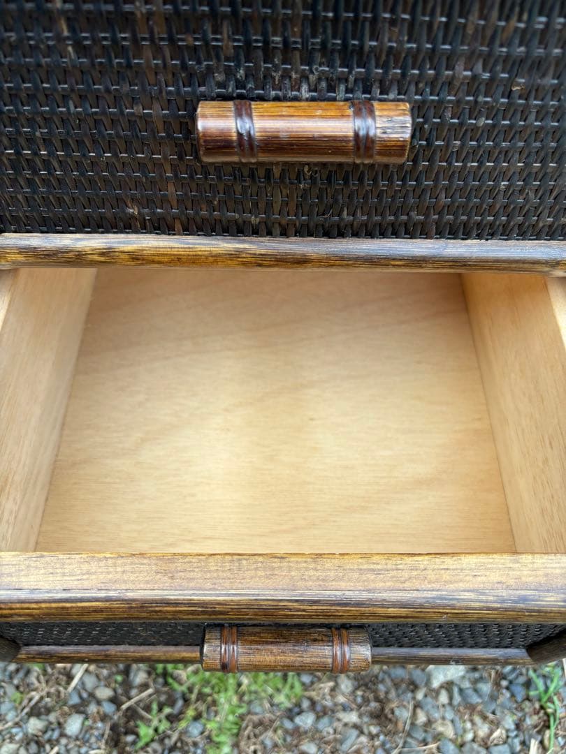 kazama カザマ　籐製　ラタンチェスト4段　チェスト　ビンテージ　昭和レトロ