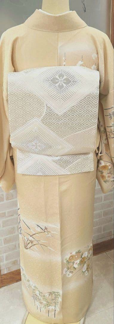 訪問着4点フルセット、着物、袋帯、帯締め、帯揚げ ゆき丈69