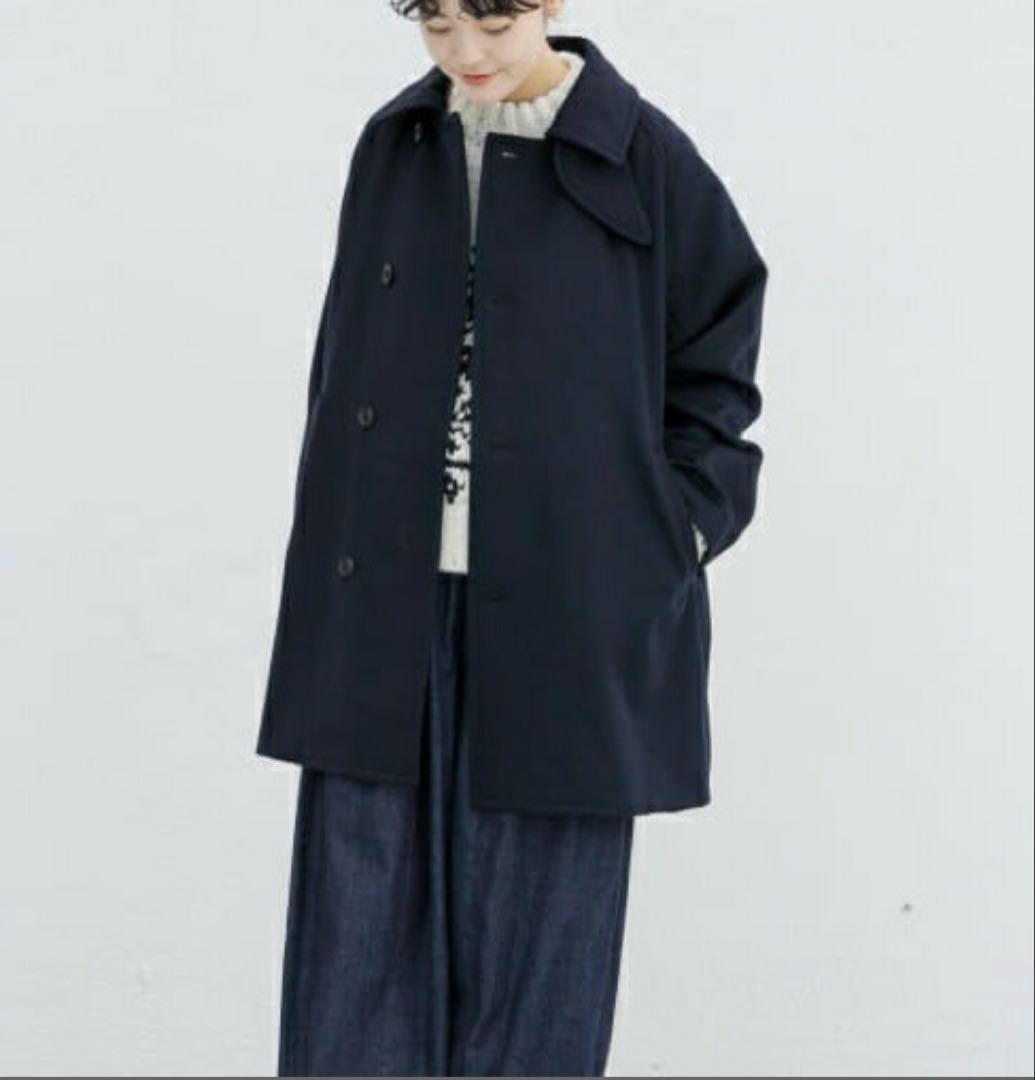 かぐれ　ウールシングルPコート　NAVY