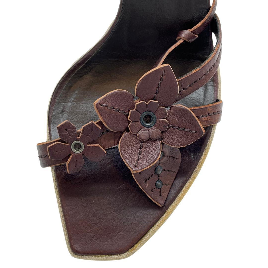 PRADA プラダ フラワーモチーフ サンダル ヒール　サイズ38　24cm