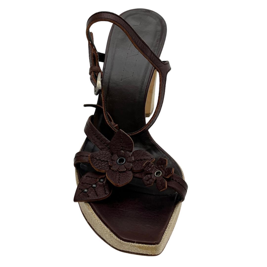 PRADA プラダ フラワーモチーフ サンダル ヒール　サイズ38　24cm