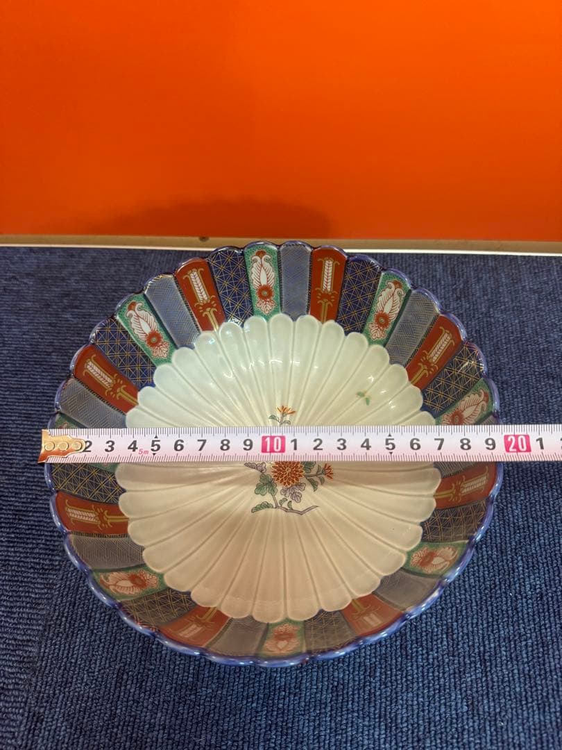 1621 林九郎窯　染錦地紋　盛り鉢　金彩