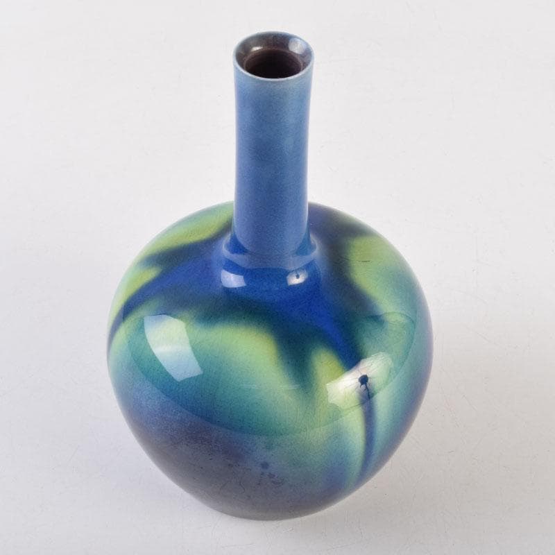 九谷焼　柳雨軒　三代八十吉　徳田正彦作　彩釉　花入　V　9198