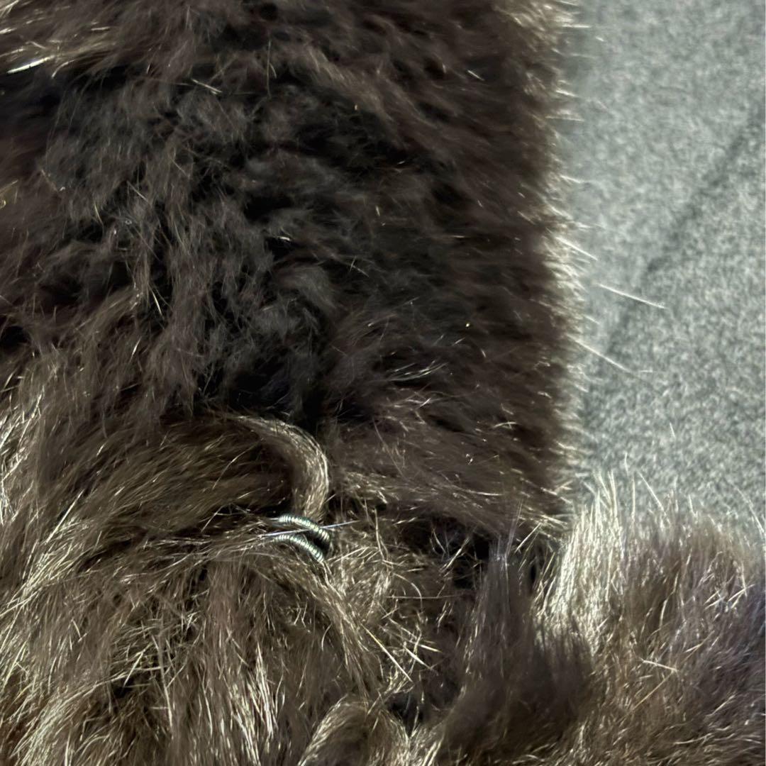 カシミヤケープマント フォックストリミング ロング丈 ブラック レディース