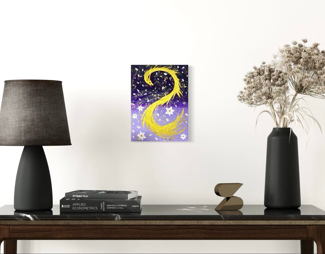 開運絵画　守護天使様　龍神様　花の舞　天界の花　インフィニティ　金箔