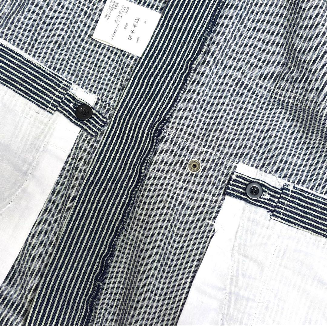 【超美品】STP（エスティーピー）刺繍ロゴ ヒッコリーカバーオール 長袖ツナギ