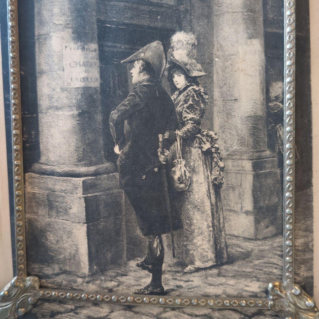 フランス　アンティーク　フレーム　ナポレオン　銅版画　セット　フォトスタンド