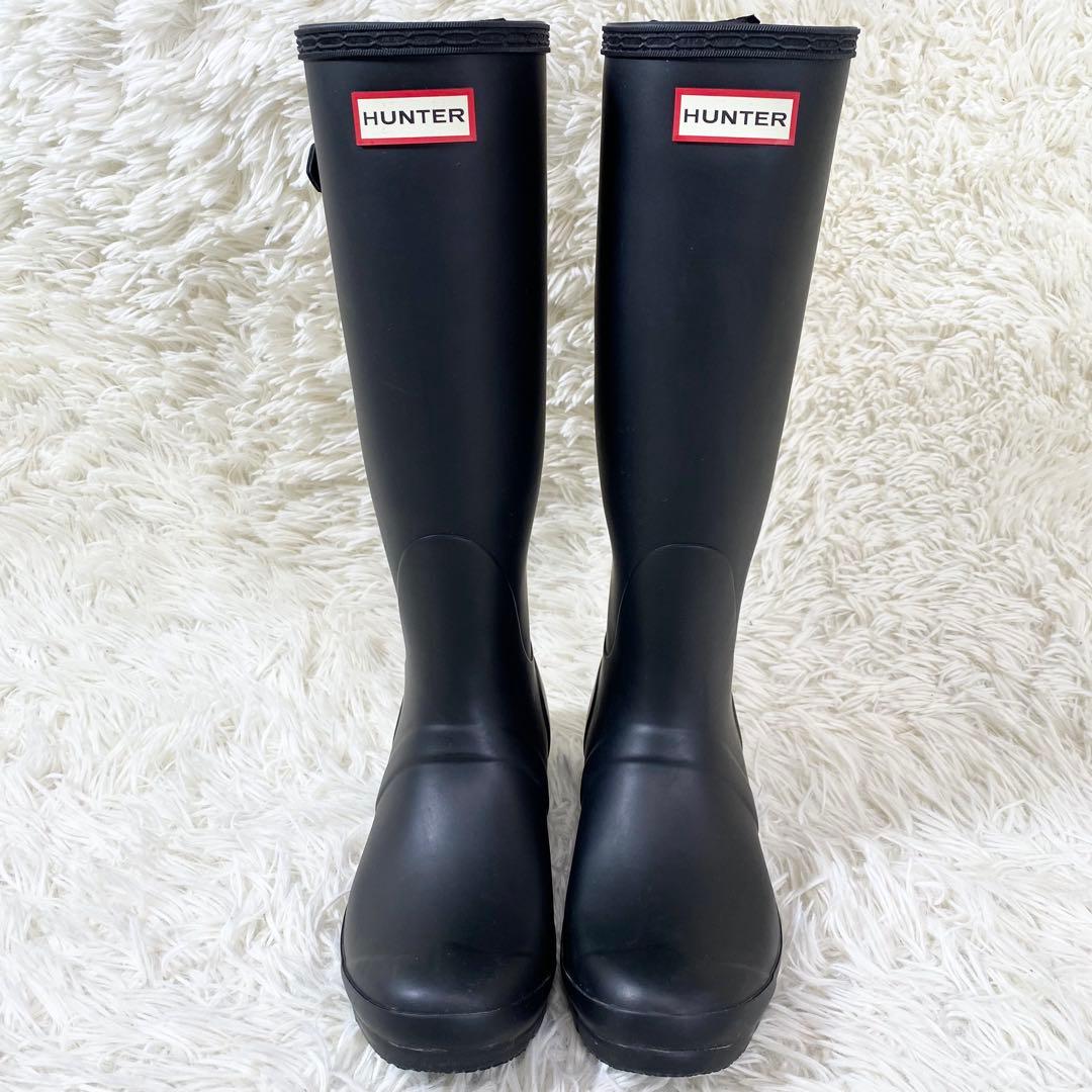 美品　HUNTER ハンター　レインブーツ　ロングブーツ　シューズ　雨　長靴　黒