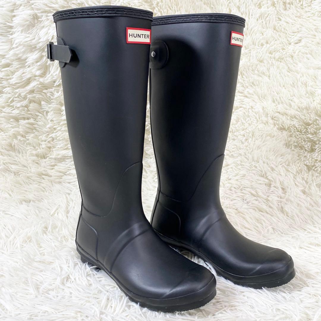 美品　HUNTER ハンター　レインブーツ　ロングブーツ　シューズ　雨　長靴　黒