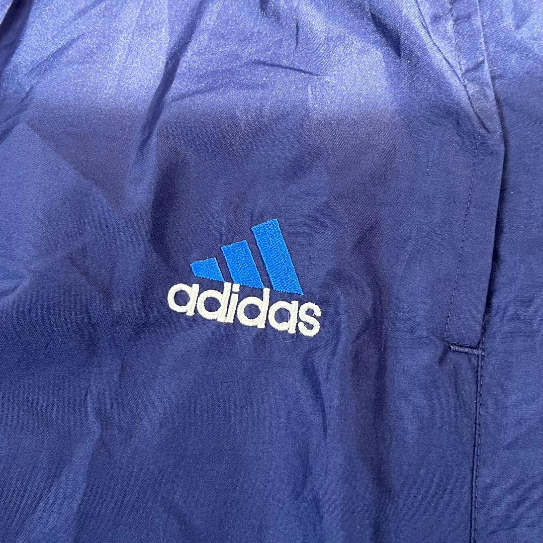 00s adidas バギートラックパンツ 刺繍ロゴ ネイビー XL