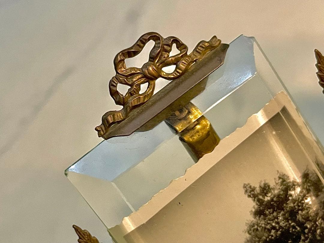 希少　３連　19世紀　フランス　アンティーク 写真立て　フレーム 真鍮　リボン