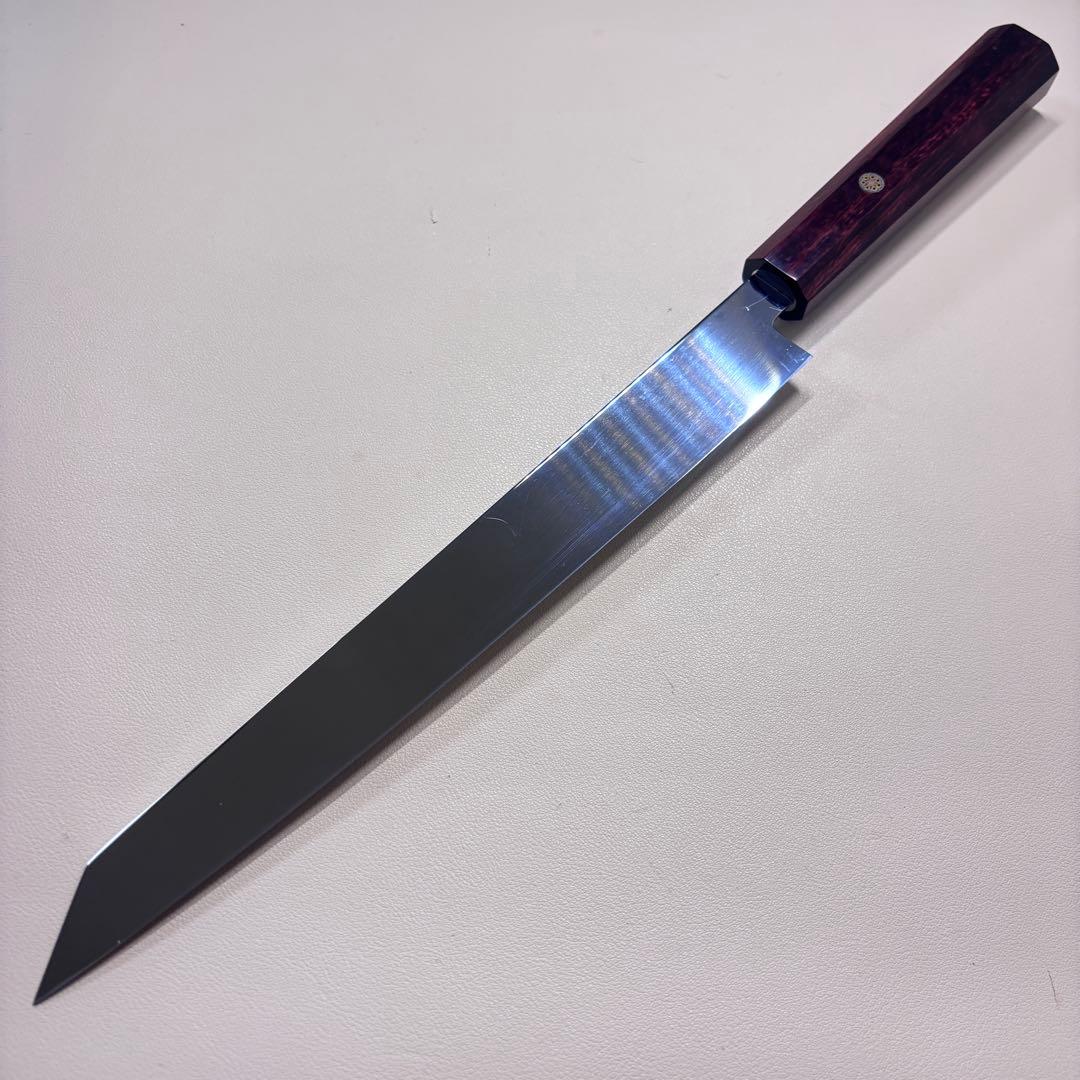 270mm 切付柳刃包丁 鏡面　紫檀八角柄 刺身包丁 「全鋼」'.