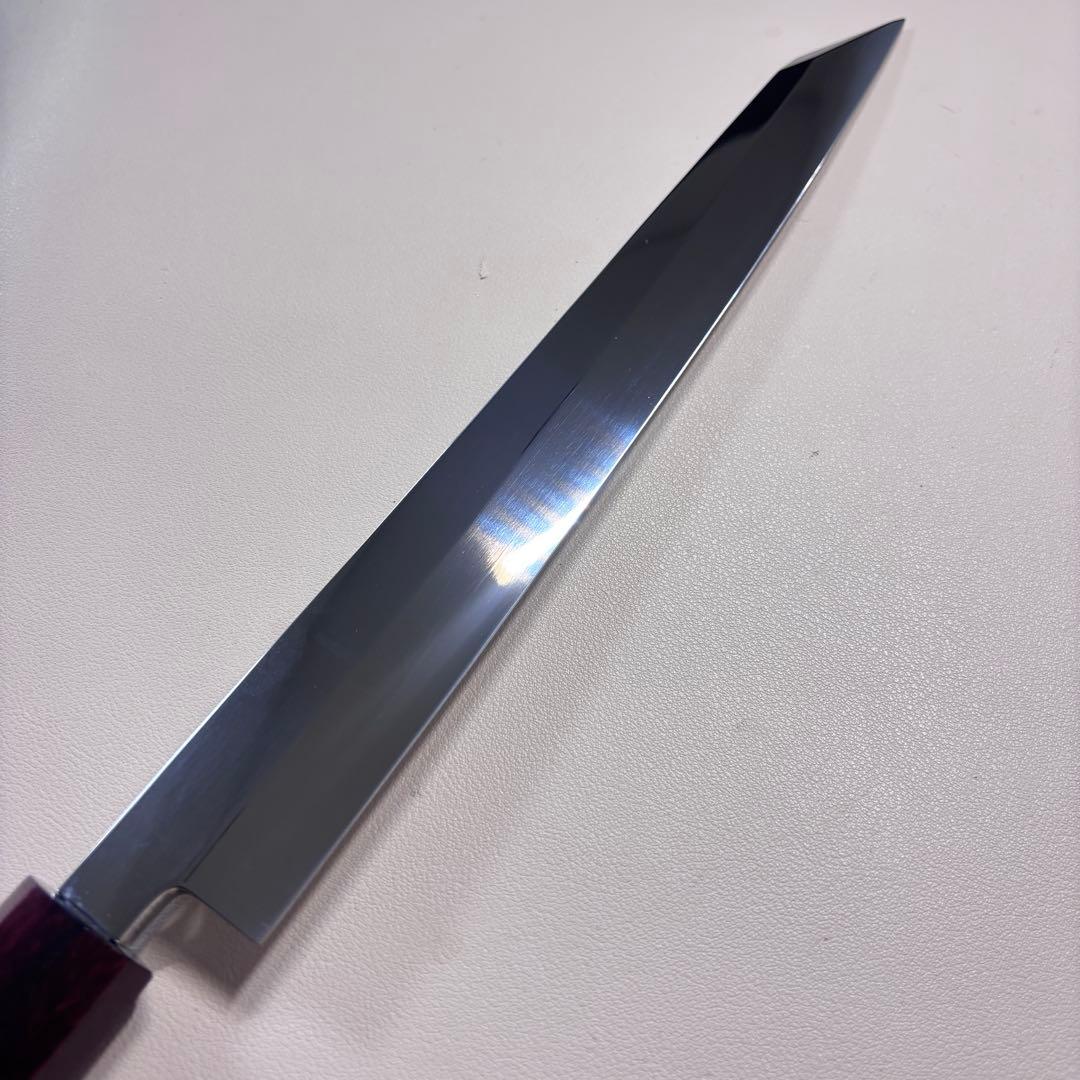 270mm 切付柳刃包丁 鏡面　紫檀八角柄 刺身包丁 「全鋼」'.