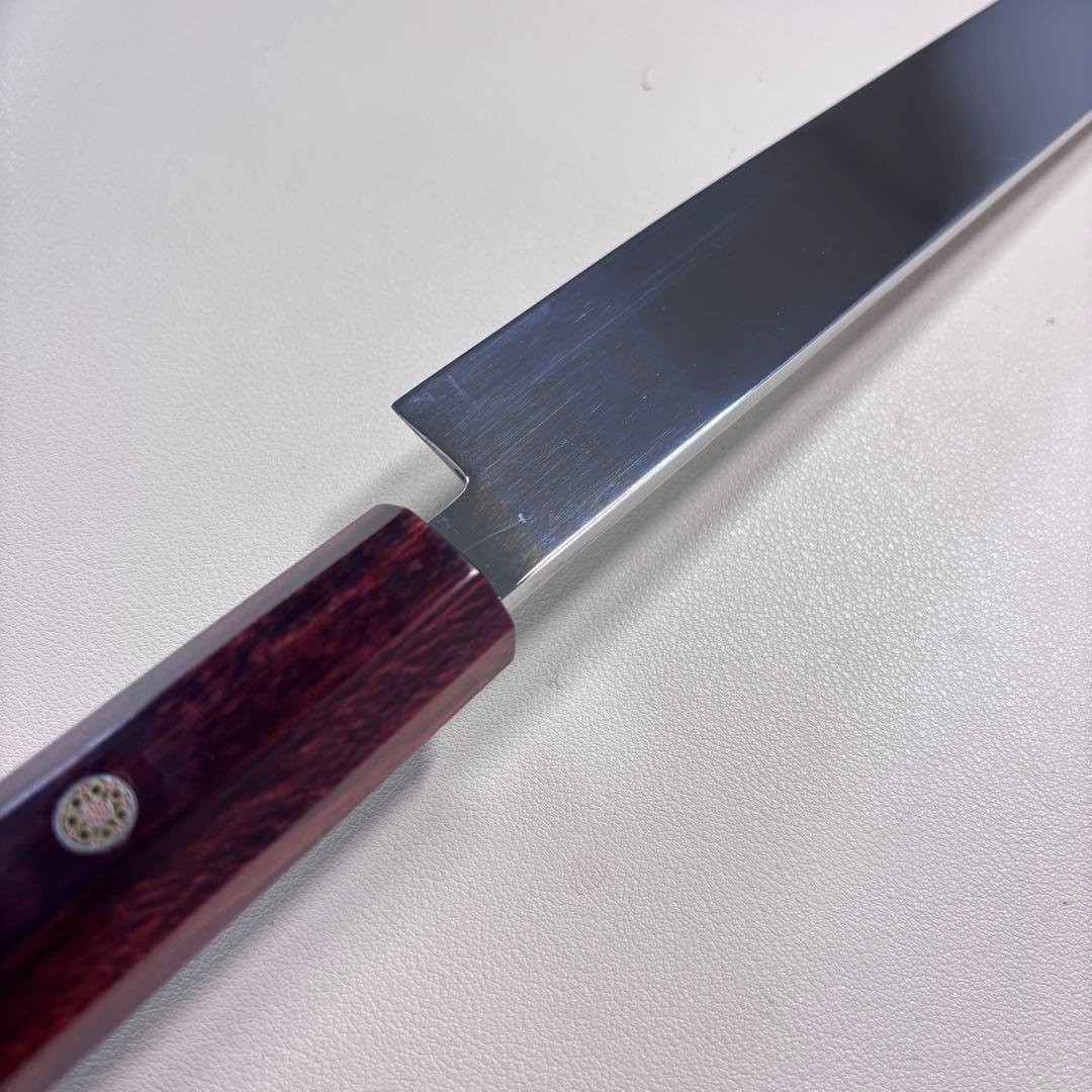 270mm 切付柳刃包丁 鏡面　紫檀八角柄 刺身包丁 「全鋼」'.