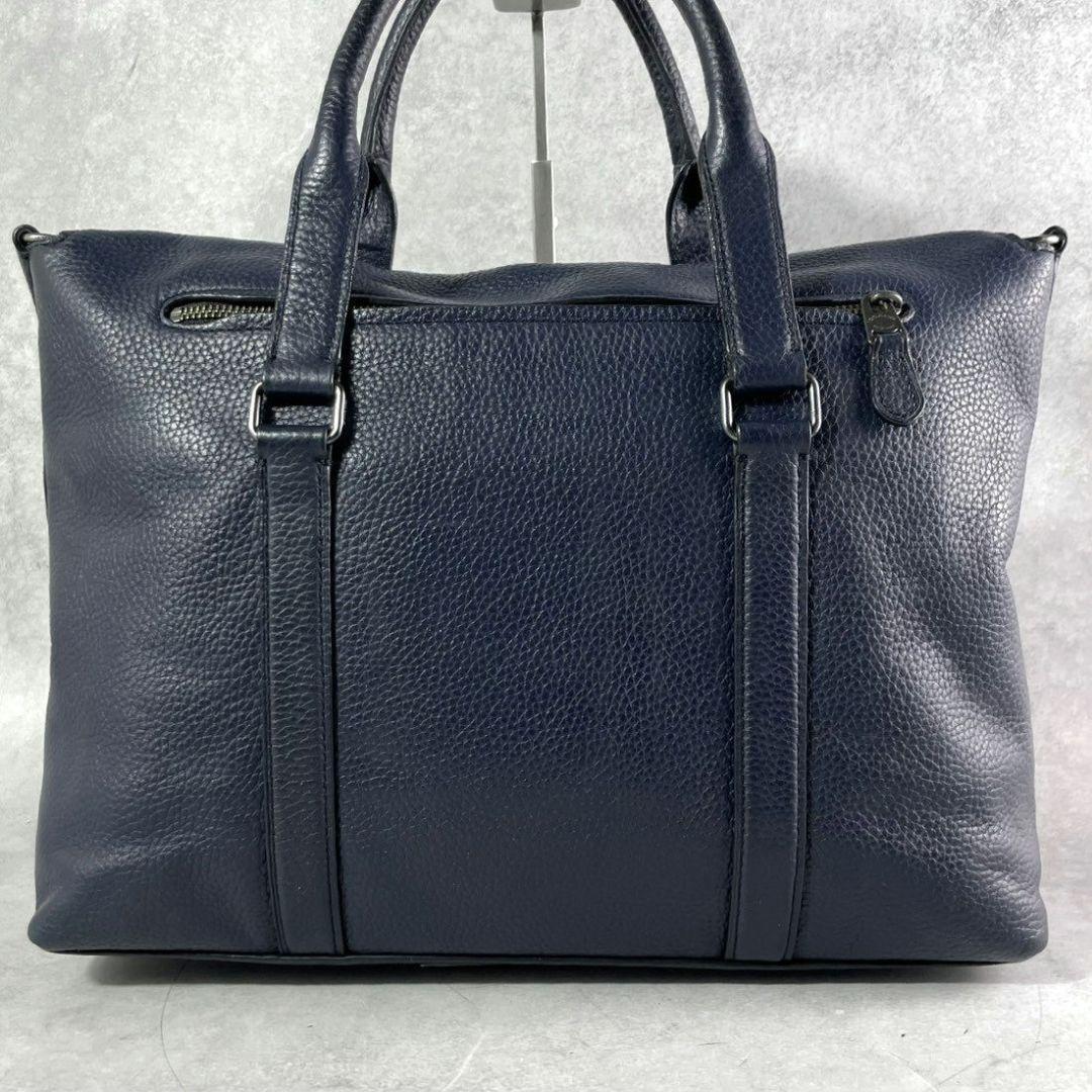極美品 コーチ メトロポリタン 2way ビジネスバッグ A4可 レザー 紺