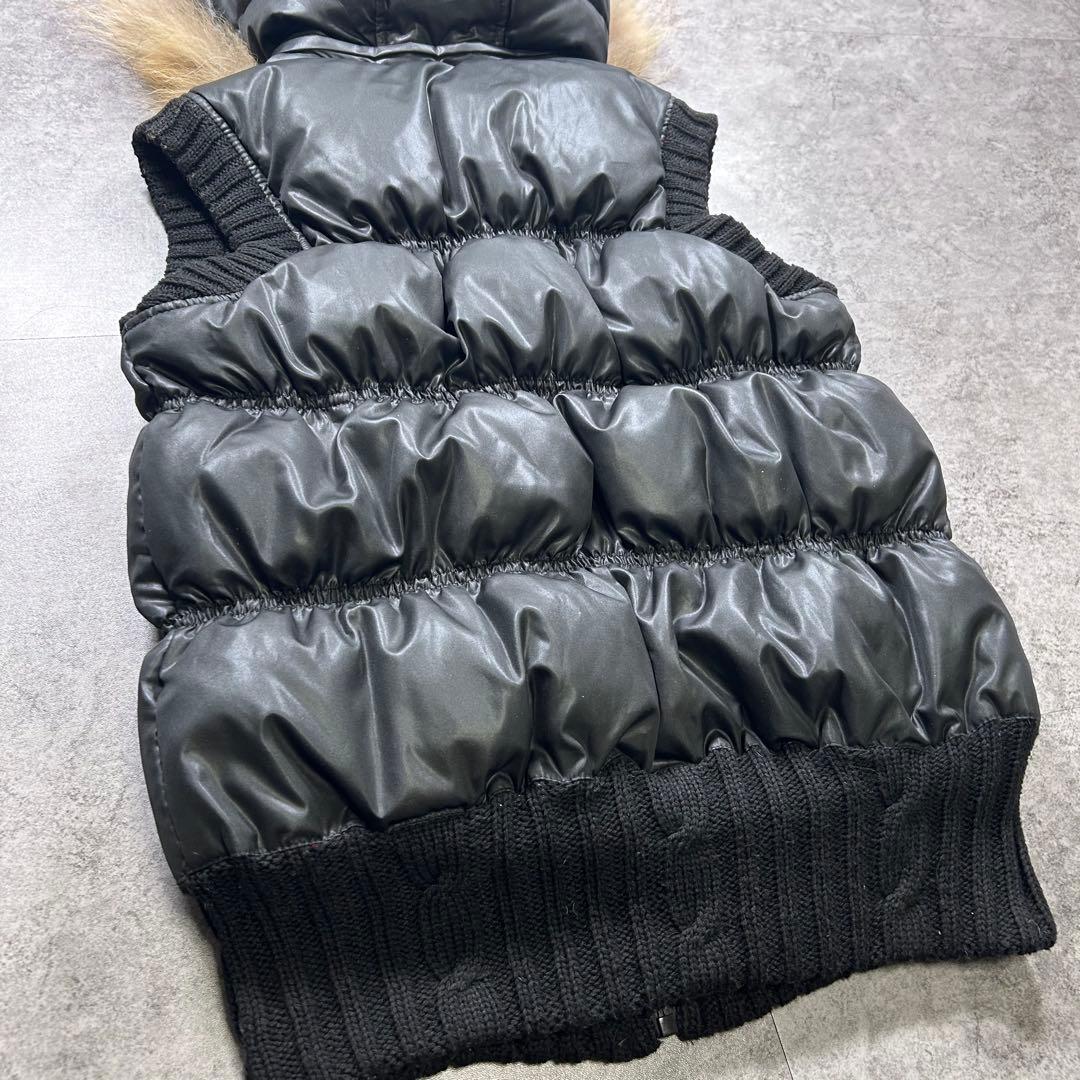 00s【archive】ファーダウンベスト/Y2K/光沢/opium/お兄系/黒