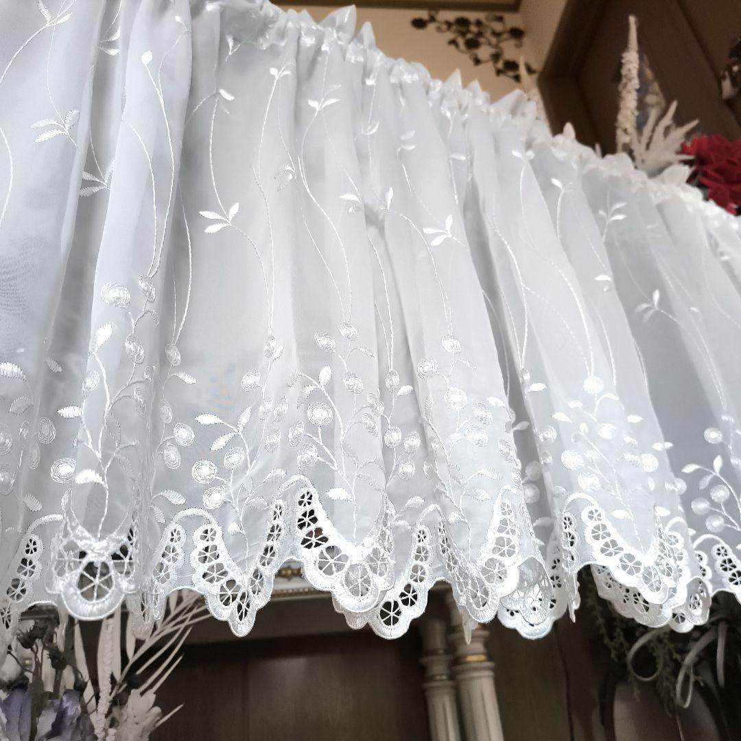 カフェカーテン【ピコ様オーダー品　トルコ刺繍レース　スカラップ】ハンドメイド