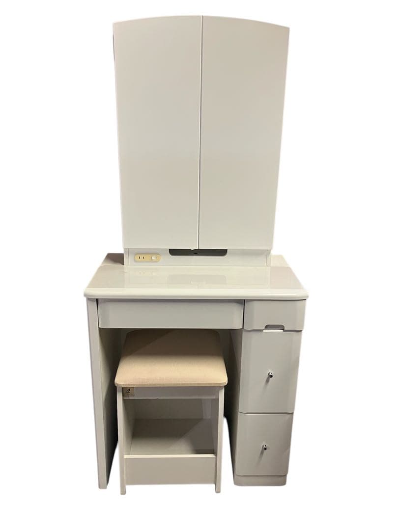 ニトリ 三面鏡 鏡台 椅子セットドレッサー 白 北欧風 洋風