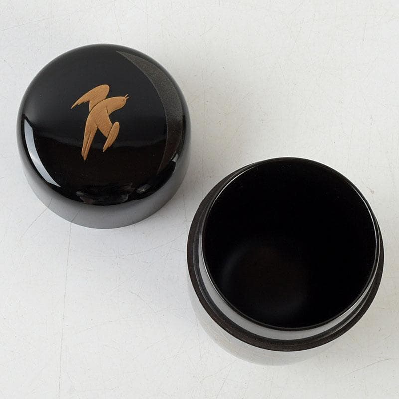 茶道具　中村宗悦作　時鳥蒔絵　長棗　仕覆付　共箱　V　9630