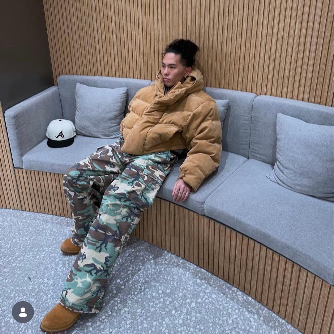 BREATH FAUX SUEDE SHORT HOODIE DOWN ベージュ