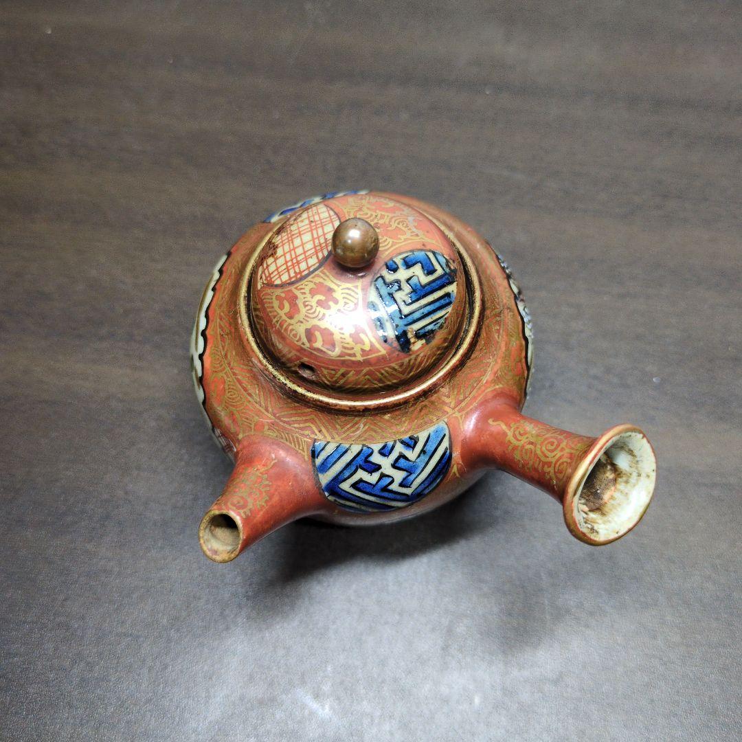 時代 九谷 庄三 金彩色絵 花唐人文 茶器揃 箱付き