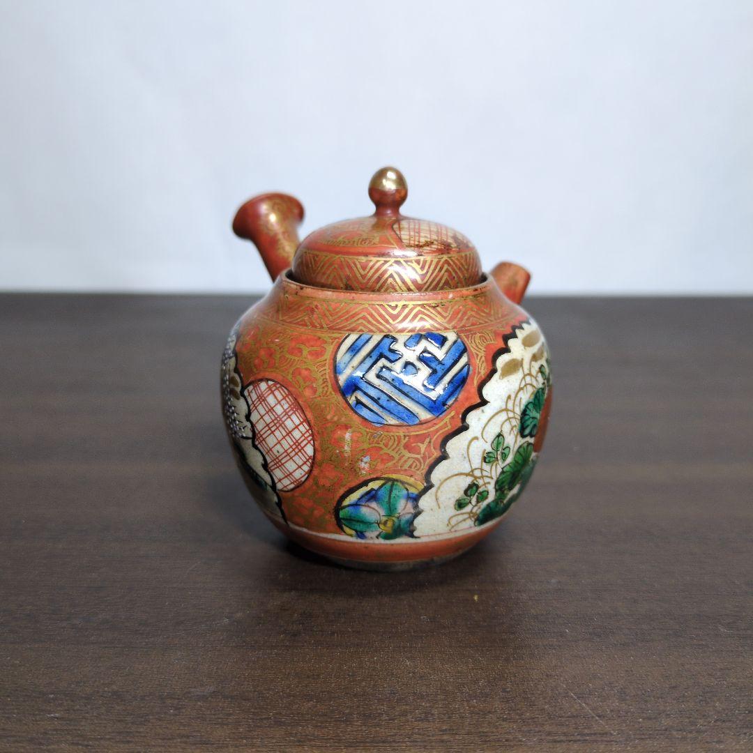 時代 九谷 庄三 金彩色絵 花唐人文 茶器揃 箱付き