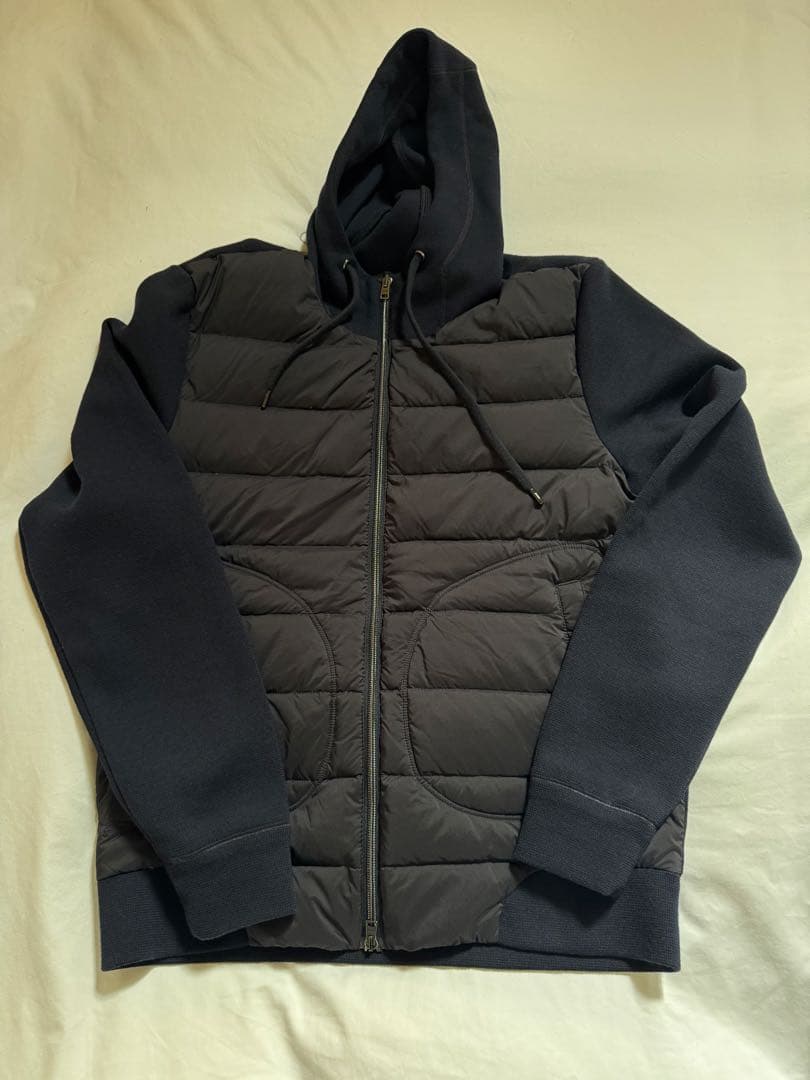 美品　HERNO ヘルノ　ネイビー フード　ダウンジャケット　48