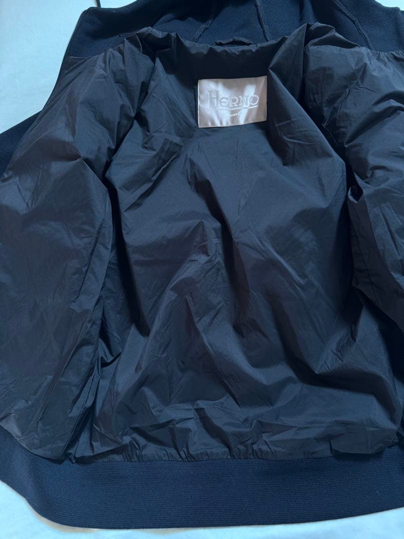美品　HERNO ヘルノ　ネイビー フード　ダウンジャケット　48