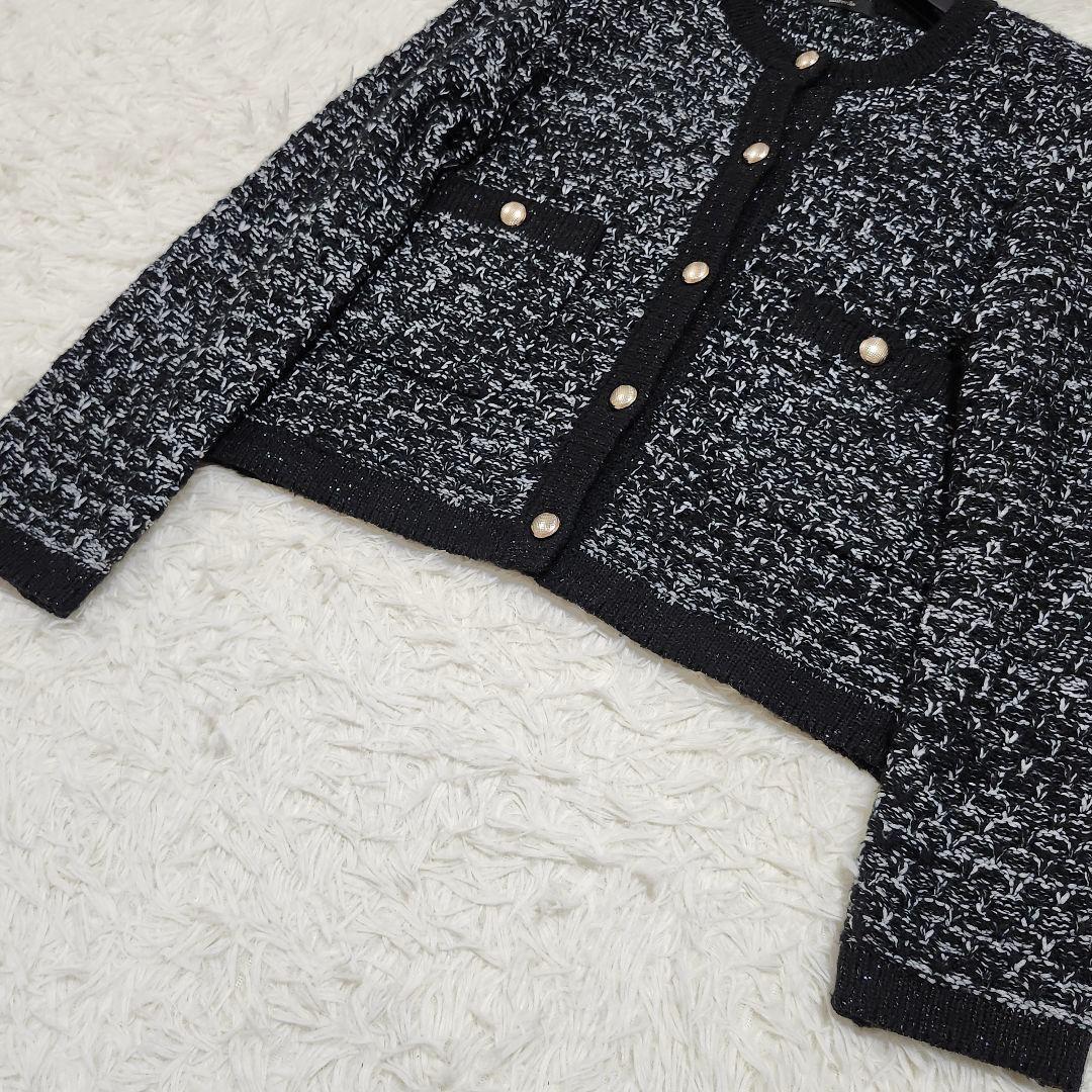 アルアバイル　フリゼツイーディクルーニットジャケット　ノーカラー　金ボタン　2