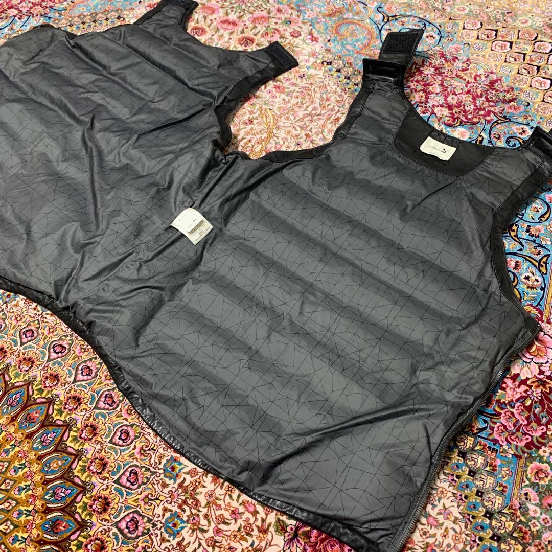 未使用に近い 極希少品STAMPDPUMA ラムレザー ダウンベスト ブラック