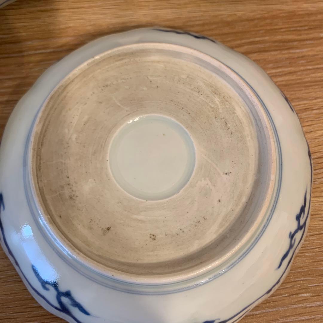 芙蓉手　古美術 皿 細工　染付　希少品　5客