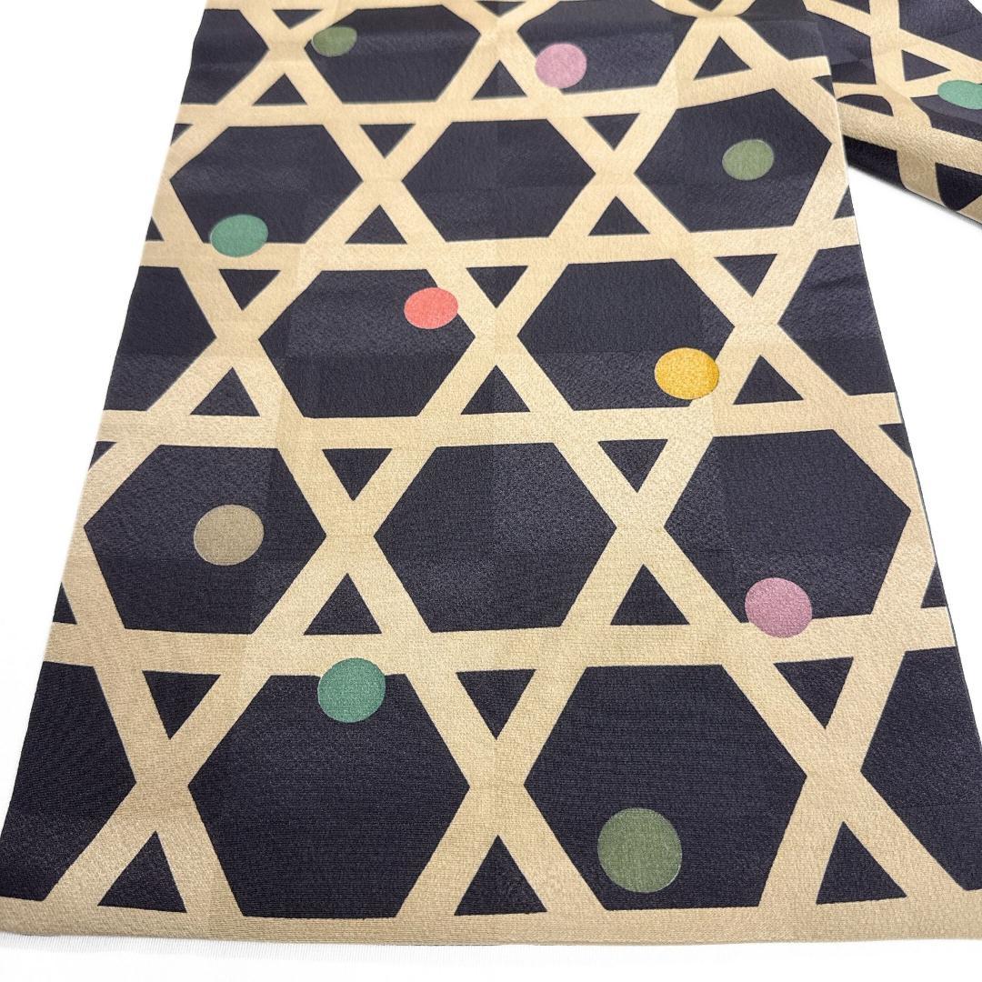 未着用　名古屋帯　籠目　ドット　市松模様　着物　121a o