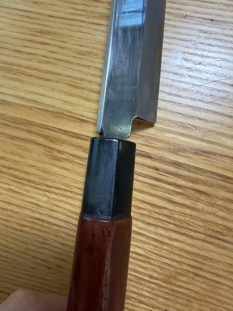 高級柳刃包丁 木製ハンドル 刀刃約27cm 合羽—