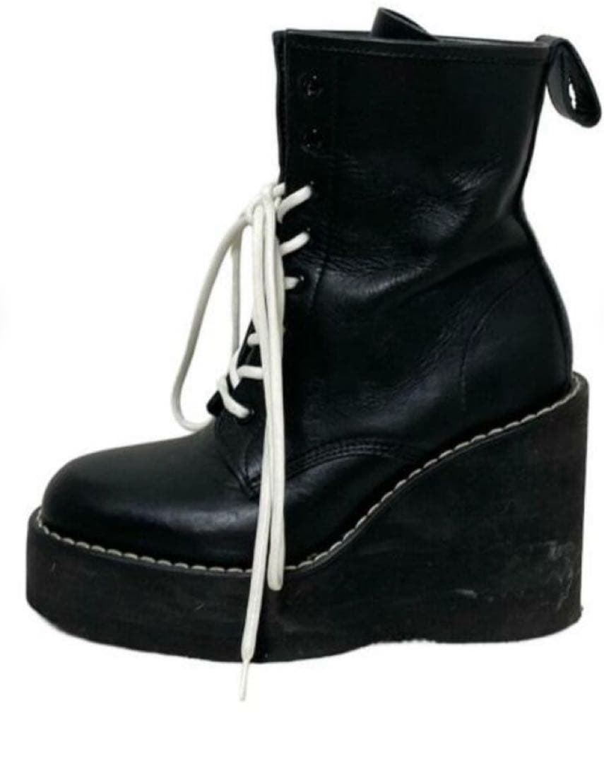 sacai 黒 レザー ワークブーツ プラットフォーム36正規品