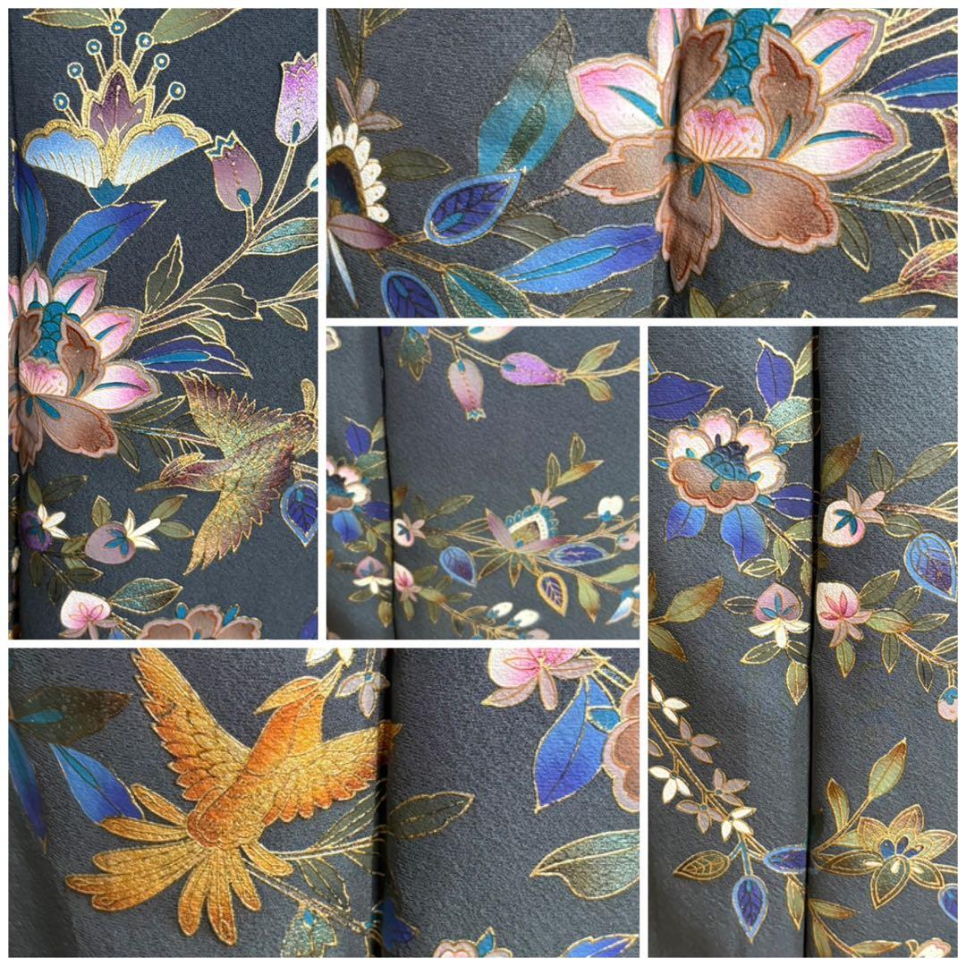 4点フルセット　正絹訪問着　袋帯　帯揚げ　帯締め