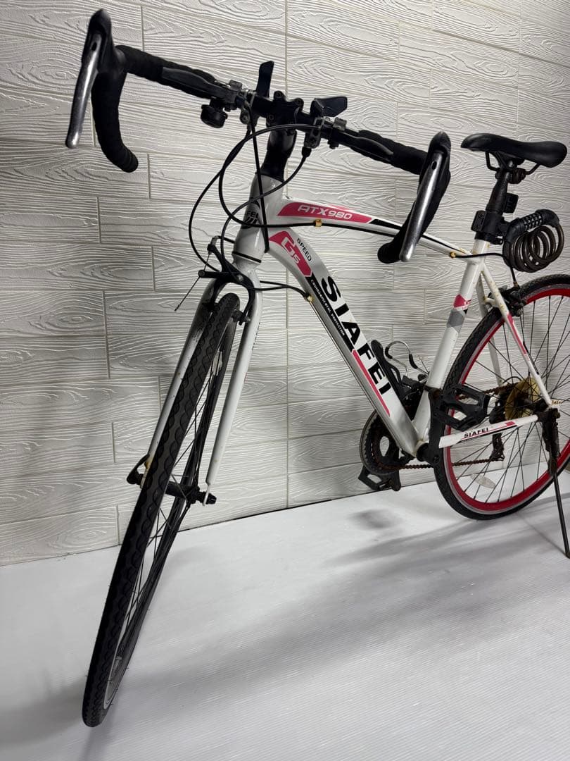 SIAFEI ロードバイク ホワイト/レッド ATX980