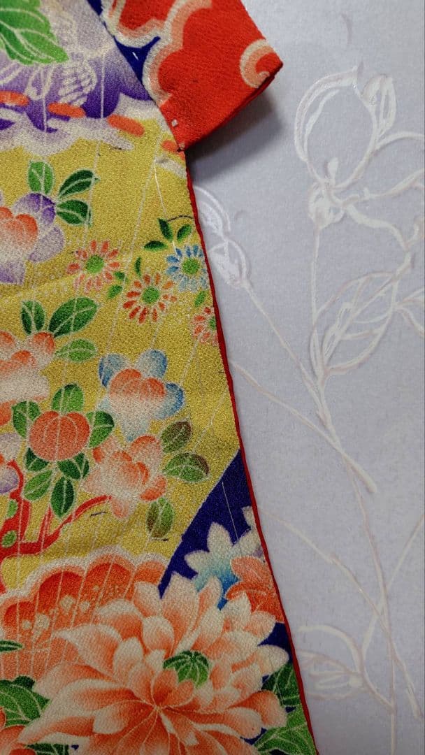 RK381アンティーク子供着物江戸縮緬着丈81センチ裄丈38センチ貴重な着物綺麗