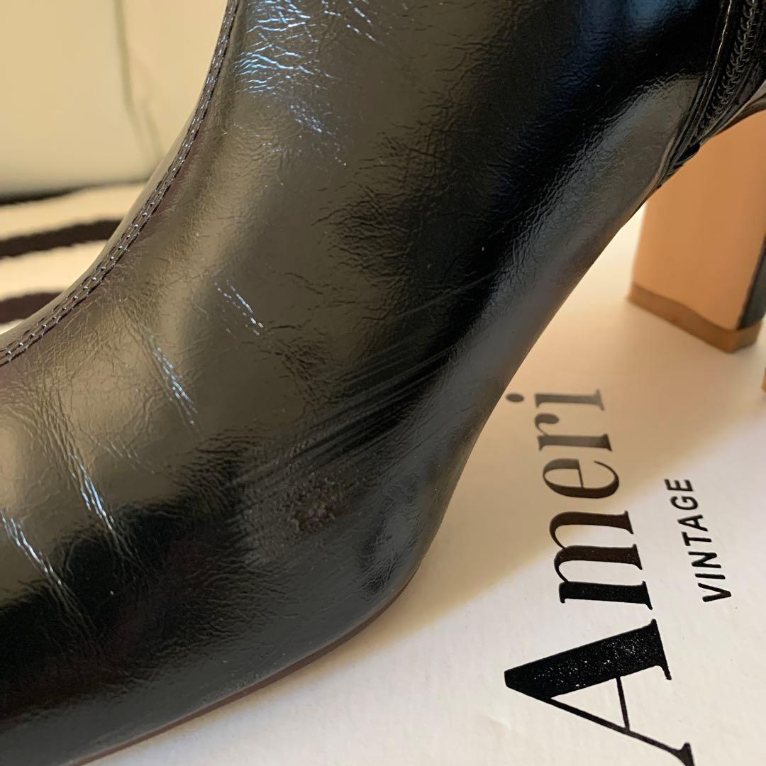 AMERI UND SQUARE TOE SHORT BOOTSブラックLサイズ