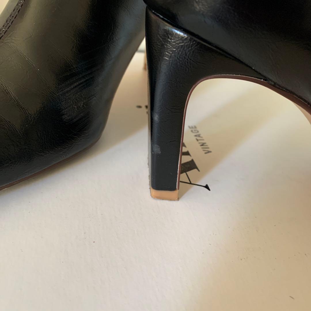 AMERI UND SQUARE TOE SHORT BOOTSブラックLサイズ