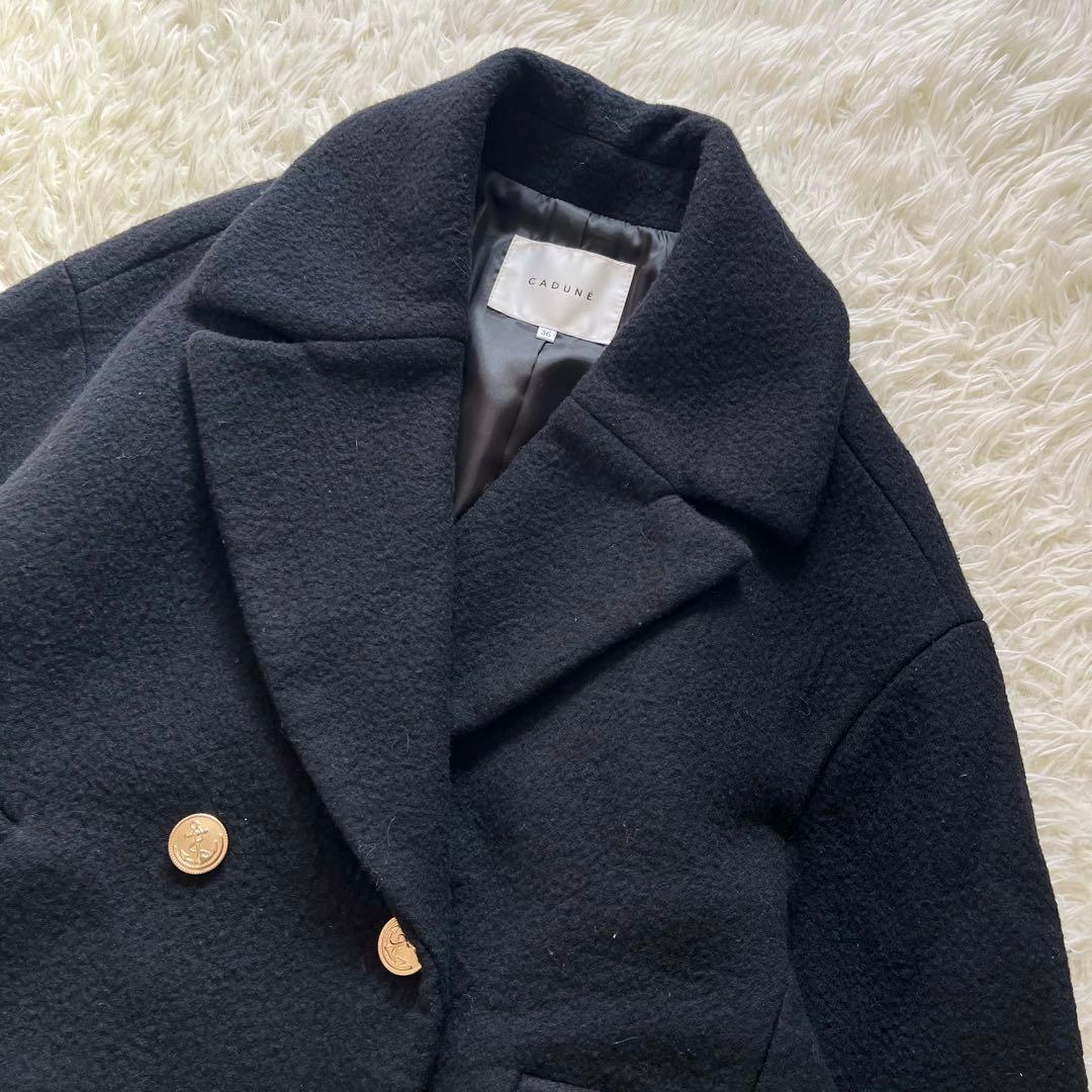 美品✨CADUNE ピーコート Pコート金ボタン オーバーシルエット36ネイビー